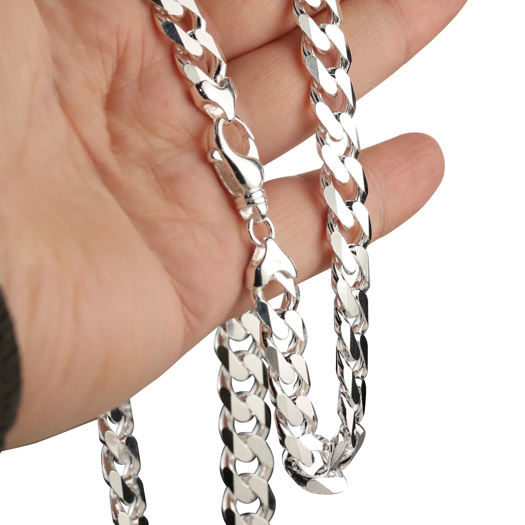 Men S Solid Sterling Silver 11 3mm Wide Curb Chain