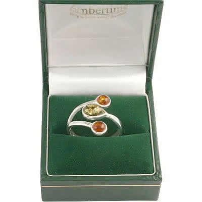 Triple spray design set with gorgeous green and honey Baltic amber
