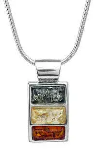 Triple Multi Colour Amber Pendant