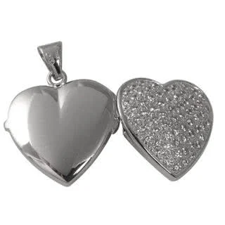 Silver Heart Locket - The plain highly polished back is suitable for engraving