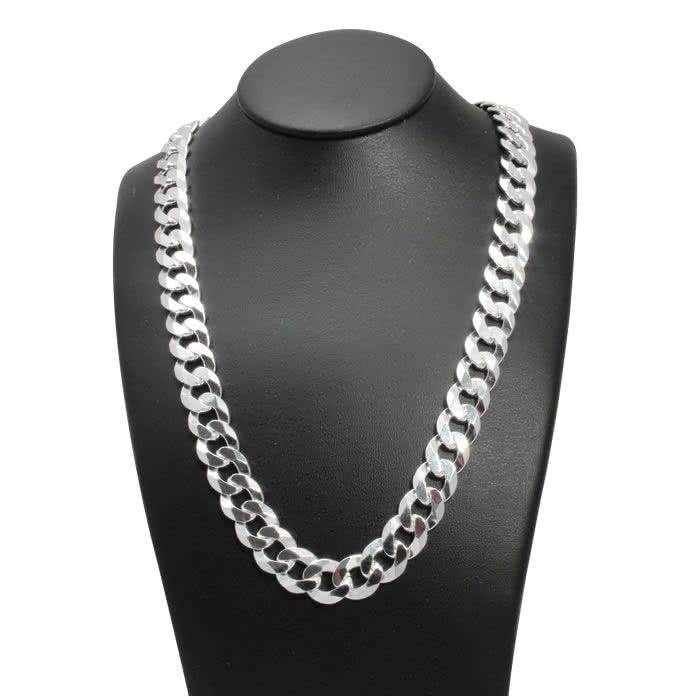 Solid Sterling Silver Hallmarked Wide Curb Chain