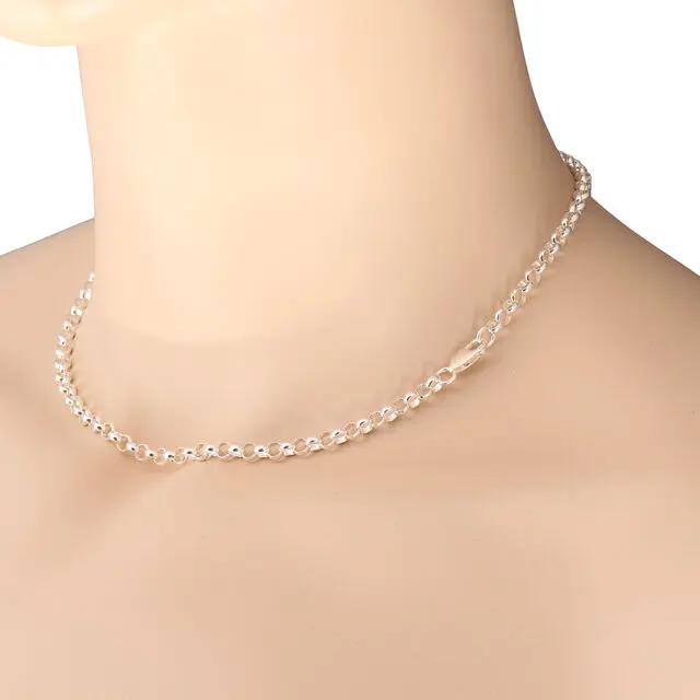 Unisex 925 Sterling Silver Round Belcher Chain