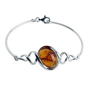 silver and amber bangle