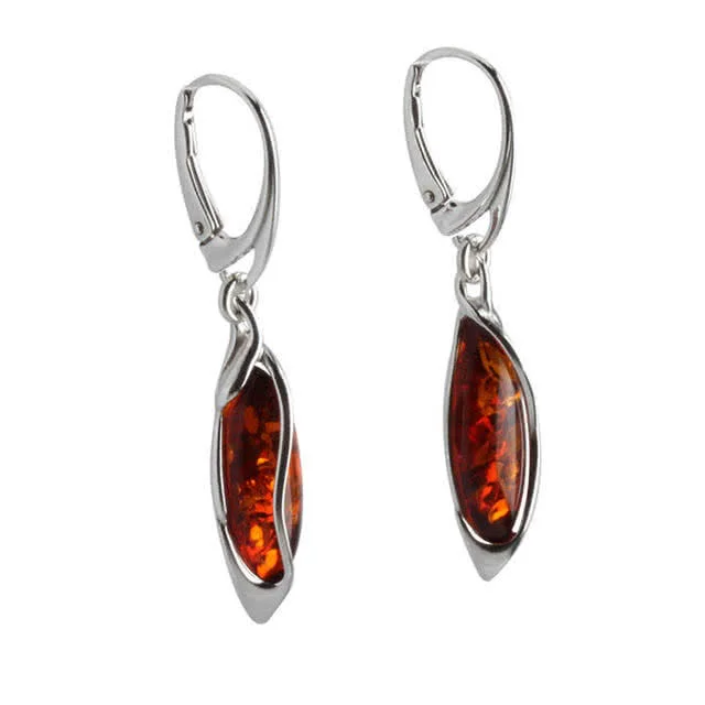 Marquise Baltic Amber Wave Drop Earrings