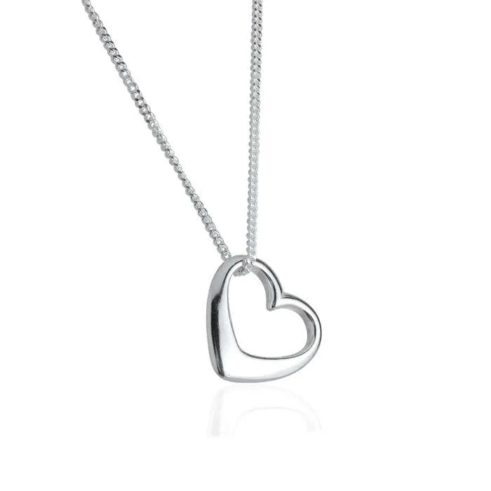 Sterling Silver Classic Floating Heart Pendant 17mm X 16mm