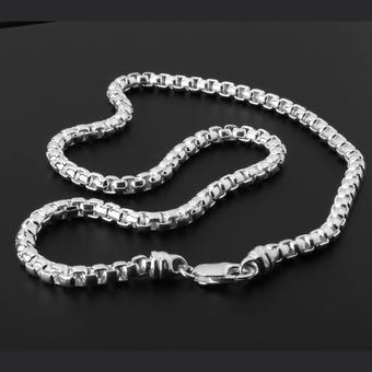 Solid Sterling Silver Box Belcher Chain For Men 5.30mm Wide Links