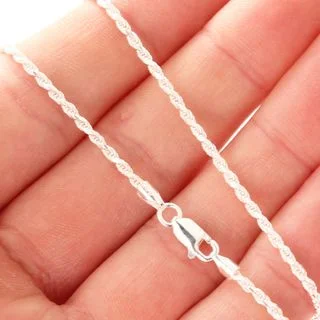 Lightweight Ladies Diamond Cut Silver Rope Chain
