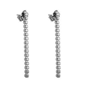 silver diamond long earrings