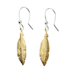 gold plated feather earrings