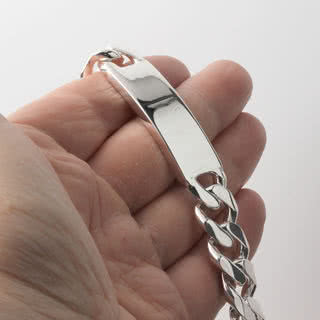 silver bracelet identity sterling engravable heavy mens solid heaviest 50mm width personalised