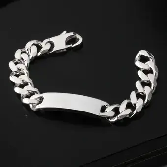 Heavy Men's Sterling Silver Identity Bracelet - 14.50mm