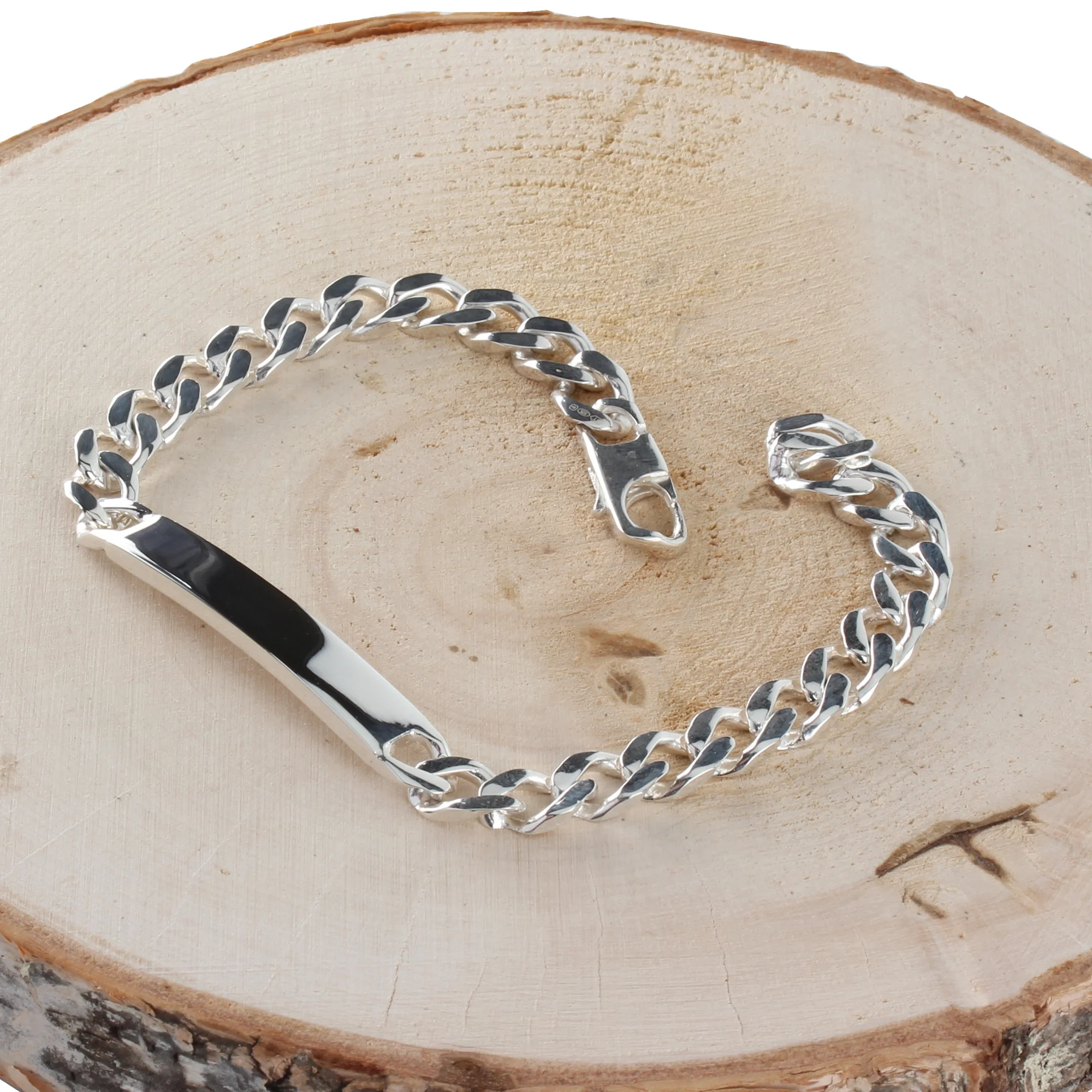 Solid Sterling Silver 7mm Wide Identity Bracelet