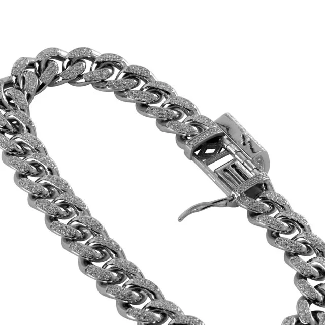 Micro Set Cubic Zirconia Men's Silver Bracelet
