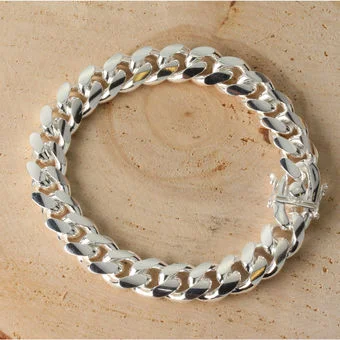 Miami Cuban Solid Sterling Silver Curb Bracelet 12mm Wide