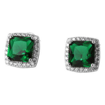 emerald earrings in sterling silver