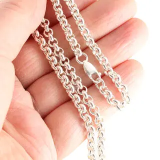 Unisex Solid 925 Sterling Silver Hallmarked Belcher Chain