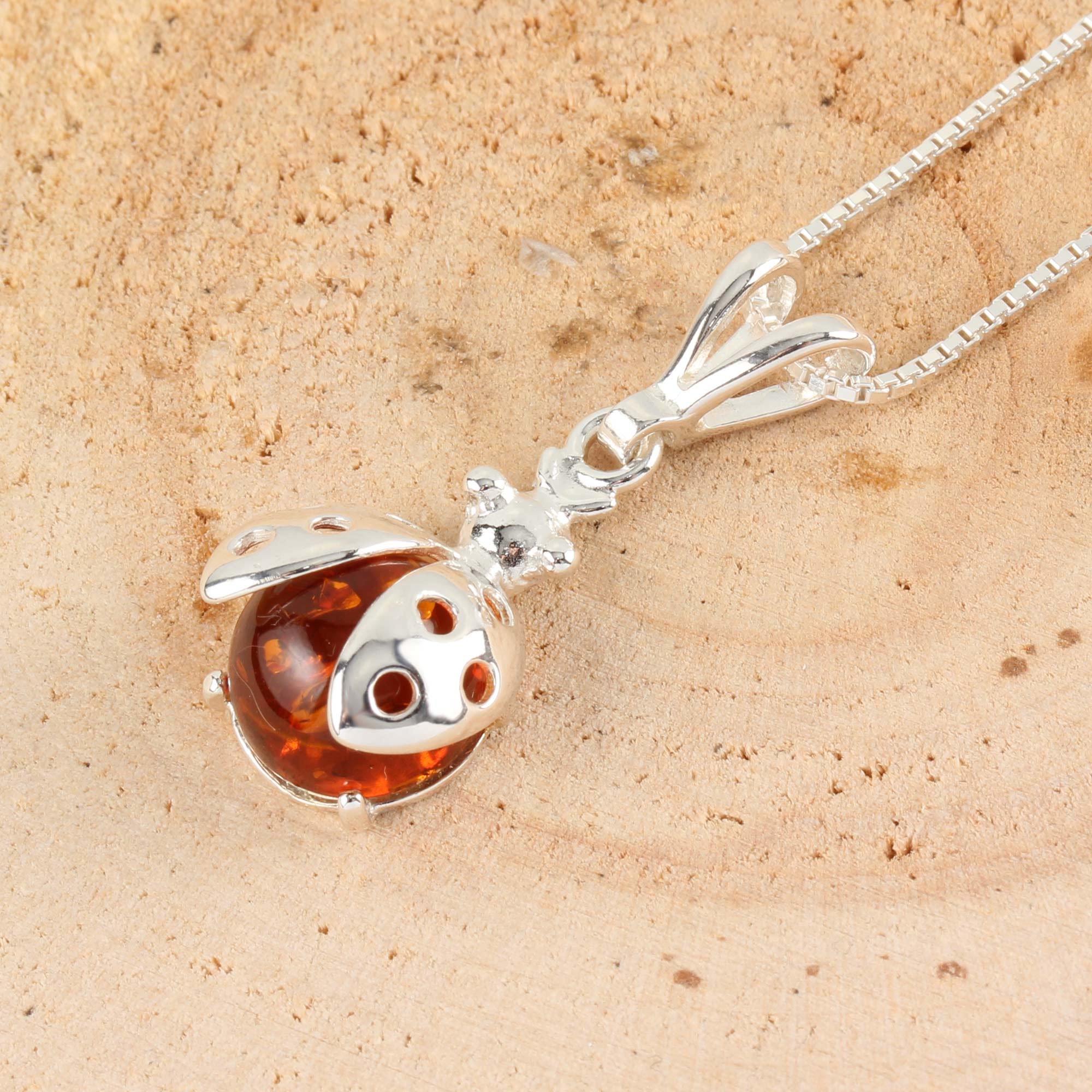 silver ladybird necklace