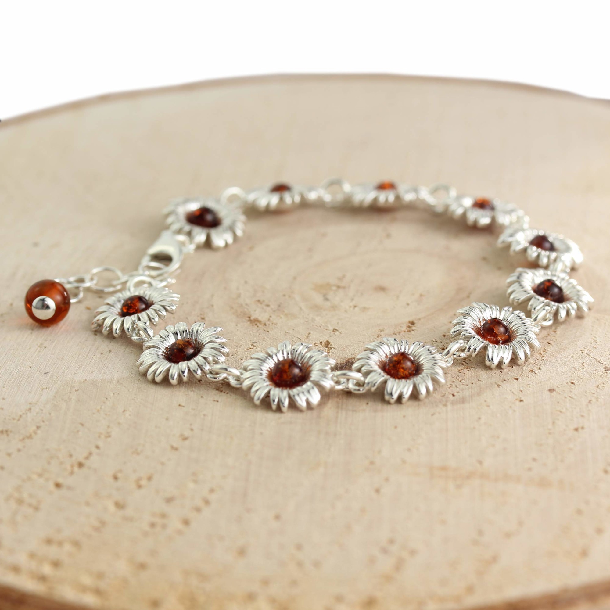 silver sunflower bracelet