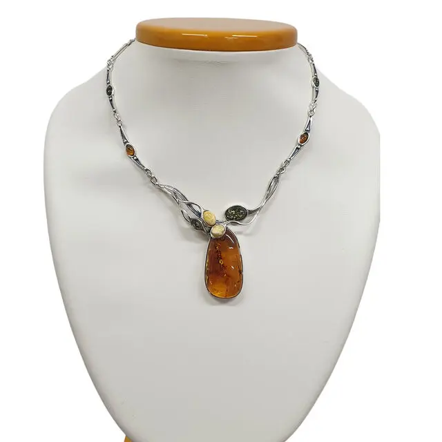 Handmade Baltic Amber Sterling Silver Necklace