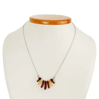 Honey and Lemon Baltic Amber Ovals Sterling Silver Necklace