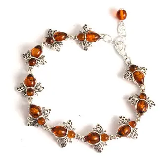 Busy Bee Baltic Amber Sterling Silver Bracelet