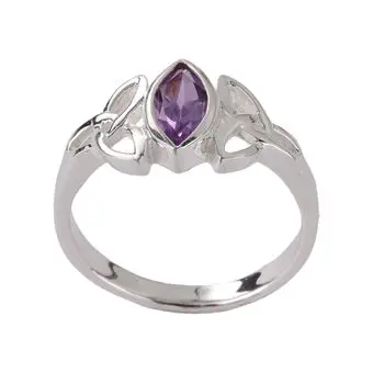 Amethyst Marquise Cut Sterling Silver Celtic Ring