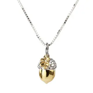 925 Sterling Silver Gold Plated Acorn Pendant