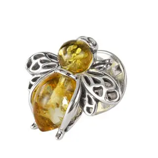 Bee Pin Set With Lemon Baltic Amber