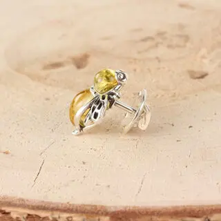 Lemon Baltic Amber Bee Brooch