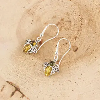 925 Sterling Silver Bee Drop Earrings