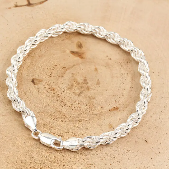 6mm Solid Sterling Silver Rope Bracelet