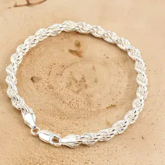 6mm 925 Solid Sterling Silver Rope Bracelet