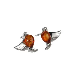 Honey Baltic Amber Dove Stud Earrings