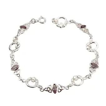 Celtic and Claddagh Amethyst Stone Set Sterling Silver Bracelet