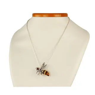 Baltic Amber Bee Necklace on Adjustable Chain