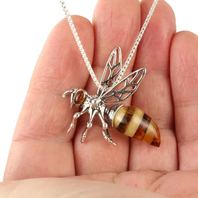 Large Baltic Amber Bee Pendant