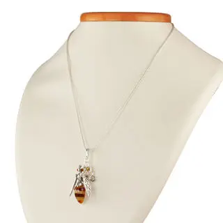 Large Honeycomb and Bee Baltic Amber Pendant