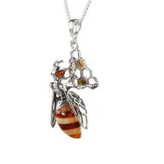 Multi Coloured Baltic Amber Bee Pedant