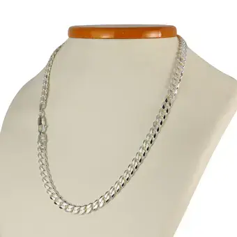 7.4mm Solid 925 Sterling Silver Curb Chain Necklace