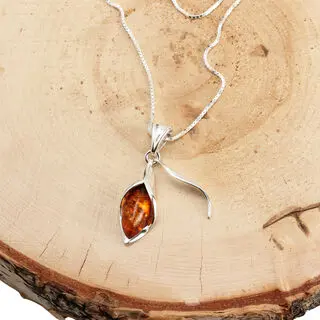 Baltic Amber Sterling Silver Tulip Pendant