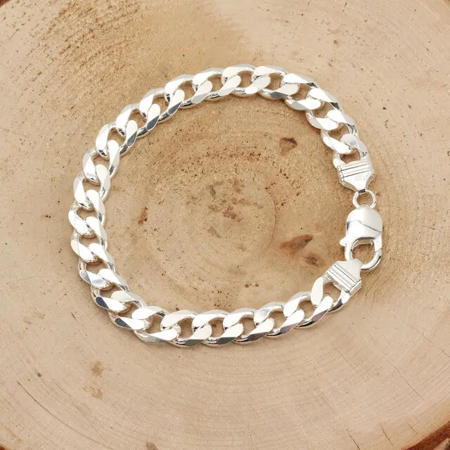 9mm Solid Sterling Silver Curb Bracelet