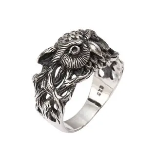 Owl and Tree Branch Sterling Silver Ring