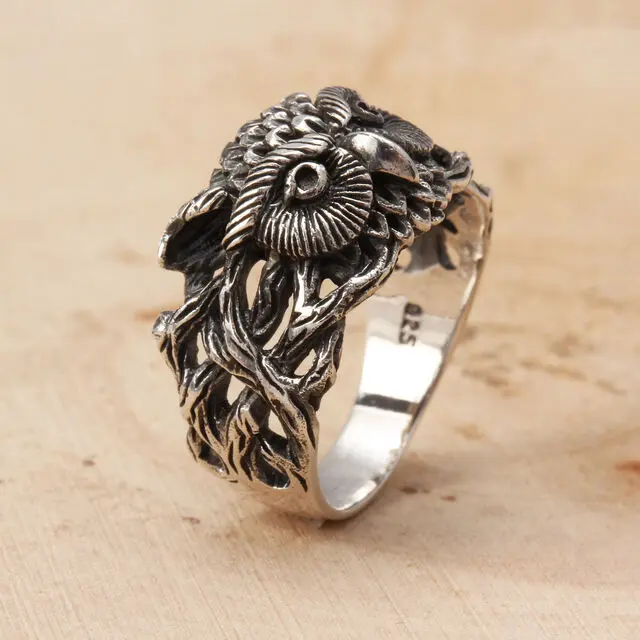 Owl head Sterling Silver Ring