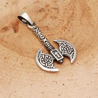 Gents Solid 925 Sterling Silver Axe Pendant 