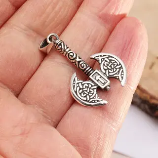 Men's Axe Pendant Celtic Oxidised Design