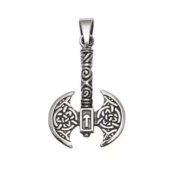 Celtic Double Edged 925 Sterling Silver Axe Pendant