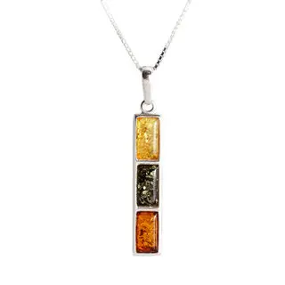 Triple Multicoloured Baltic Amber Pendant