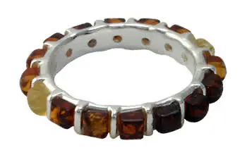 Sterling Silver Eternity Amber Ring
